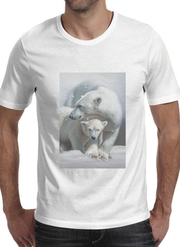  Polar bear family para Manga curta T-shirt homem em torno do pescoço