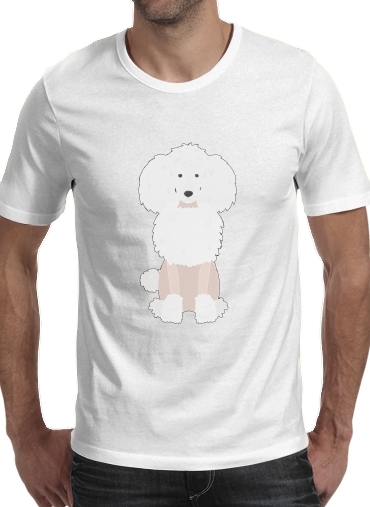  Poodle White para Manga curta T-shirt homem em torno do pescoço