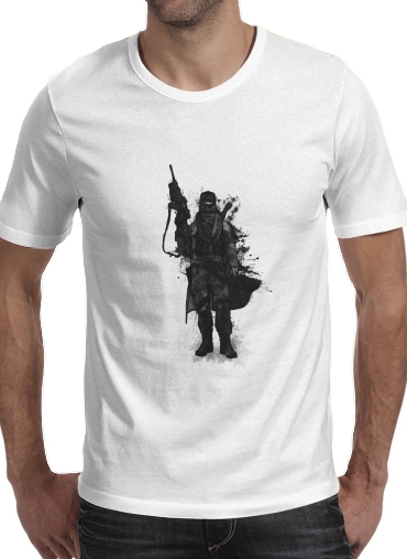  Post Apocalyptic Warrior para Manga curta T-shirt homem em torno do pescoço