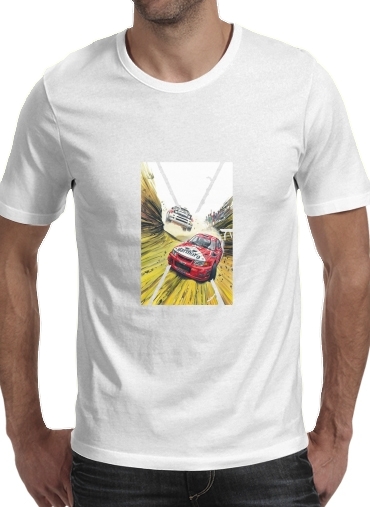  Rallye para Manga curta T-shirt homem em torno do pescoço