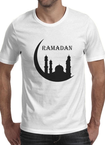 Ramadan Kareem Mubarak para Manga curta T-shirt homem em torno do pescoço