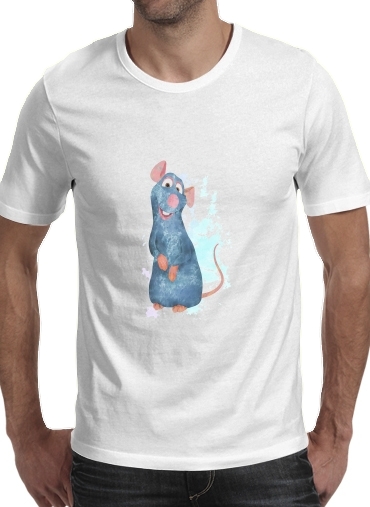  Ratatouille Watercolor para Manga curta T-shirt homem em torno do pescoço