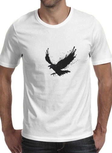  Raven para Manga curta T-shirt homem em torno do pescoço