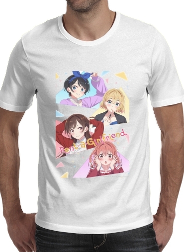  Rent a girlfriend para Manga curta T-shirt homem em torno do pescoço
