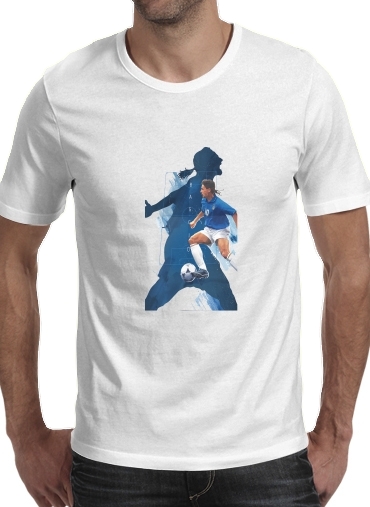 Roberto Baggio Italian Striker para Manga curta T-shirt homem em torno do pescoço