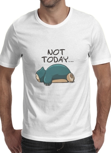  Ronflex Not Today pokemon para Manga curta T-shirt homem em torno do pescoço