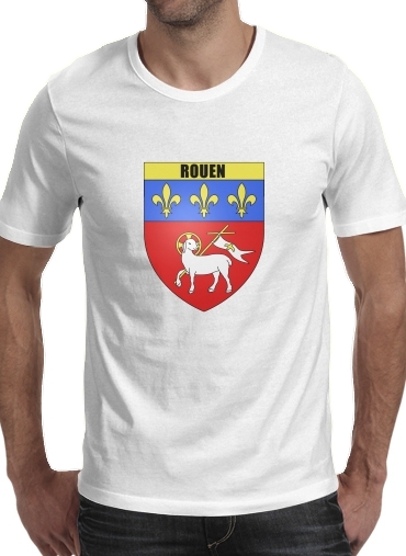  Rouen Normandie para Manga curta T-shirt homem em torno do pescoço