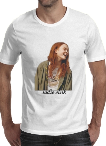  Sadie Sink collage para Manga curta T-shirt homem em torno do pescoço