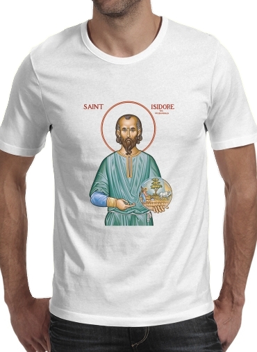  Saint Isidore para Manga curta T-shirt homem em torno do pescoço
