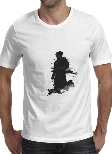  Samurai para Manga curta T-shirt homem em torno do pescoço