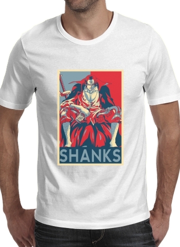  Shanks Propaganda para Manga curta T-shirt homem em torno do pescoço