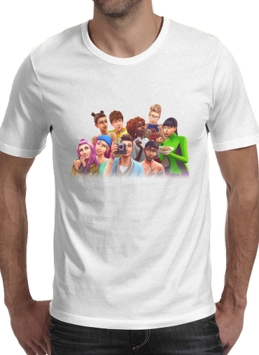  Sims 4 para Manga curta T-shirt homem em torno do pescoço