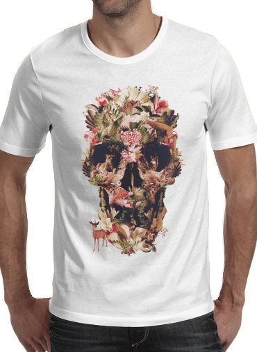  Skull Jungle para Manga curta T-shirt homem em torno do pescoço