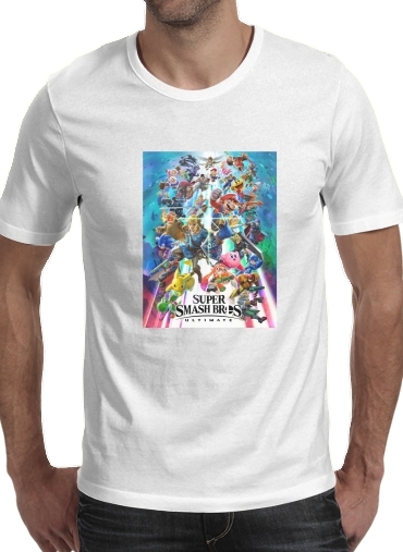  Super Smash Bros Ultimate para Manga curta T-shirt homem em torno do pescoço