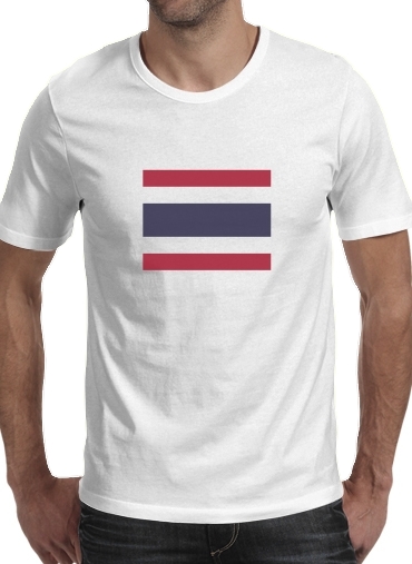  Tailande Flag para Manga curta T-shirt homem em torno do pescoço
