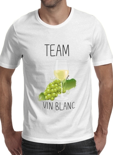 Team Vin Blanc para Manga curta T-shirt homem em torno do pescoço