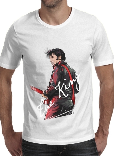  The King Presley para Manga curta T-shirt homem em torno do pescoço
