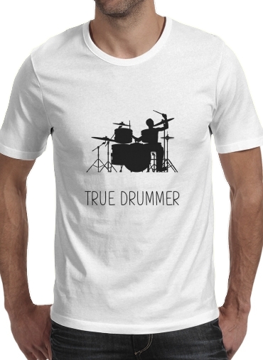  True Drummer para Manga curta T-shirt homem em torno do pescoço