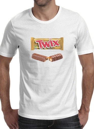  Twix Chocolate para Manga curta T-shirt homem em torno do pescoço