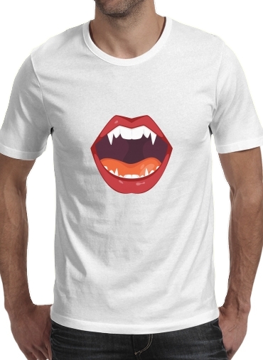  Vampire Mouth para Manga curta T-shirt homem em torno do pescoço