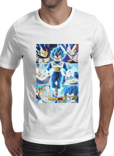  Vegeta SSJ Blue para Manga curta T-shirt homem em torno do pescoço