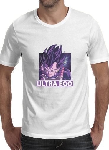  Vegeta Ultra Ego para Manga curta T-shirt homem em torno do pescoço