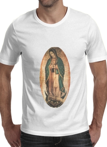  Virgen Guadalupe para Manga curta T-shirt homem em torno do pescoço