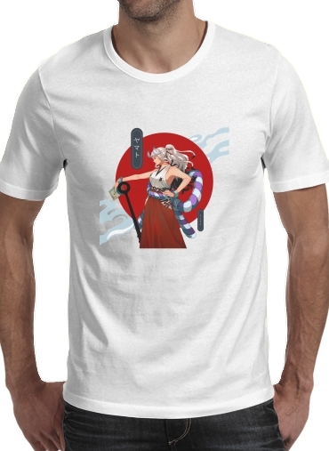  Yamato Pirate Samurai para Manga curta T-shirt homem em torno do pescoço